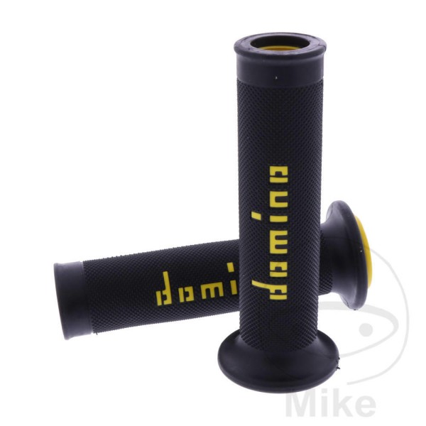 Domino Handlebar Grips 22Mm 26Mm Open End Black Yellow A010 Diamond