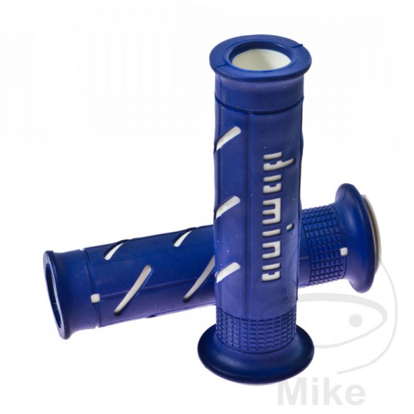 Domino Handlebar Grips 22Mm 26Mm Open End Blue White Offroad