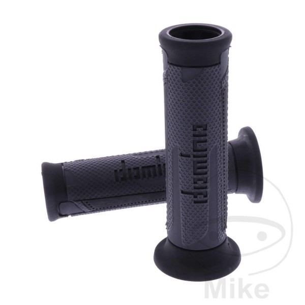 Domino Handlebar Grips 22Mm 26Mm Open End Grey Black A350 Dimple