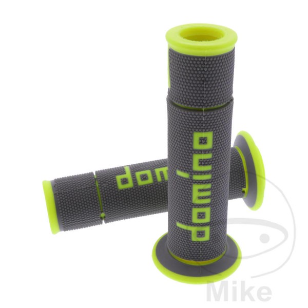Domino Handlebar Grips 22Mm 26Mm Open End Grey Yellow A450