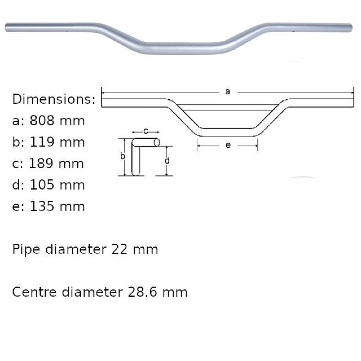 Magura X Line Silver Aluminium Motocross and Enduro Handlebar in Black