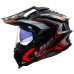 LS2MX701 Explorer Carbon Adventure Bike Crash Helmet, Frontier Titanium & Red