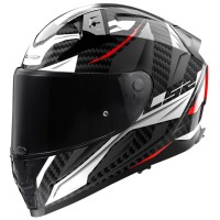 LS2 FF811 Vector II Carbon Full Face Crash Helmet Savage White & Red Graphics