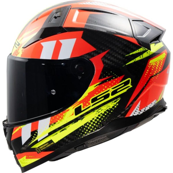 LS2 FF811 Vector II Carbon Full Face Crash Helmet Tantic Red & Yellow Graphics