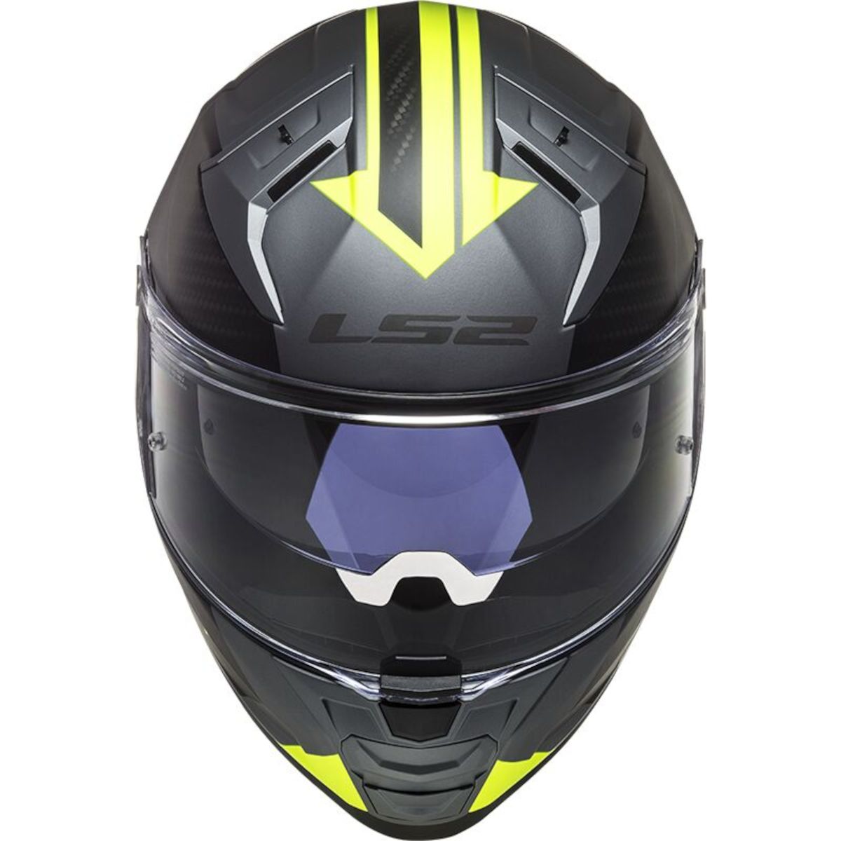 LS2 Vector II Splitter Matt Titanium & Hi-Vis Yellow Crash Helmet ...