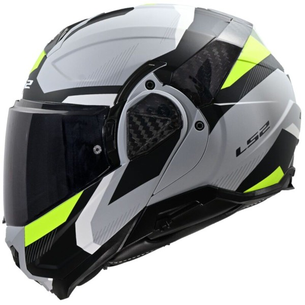 LS2 FF910 Advant 2 Modular (Flip Front) Crash Helmet Triple Grey & Hi-V is Yellow