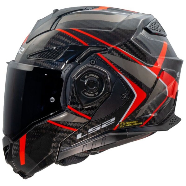 LS2 FF901 Advant X Carbon Modular (Flip Front) Crash Helmet Future Red