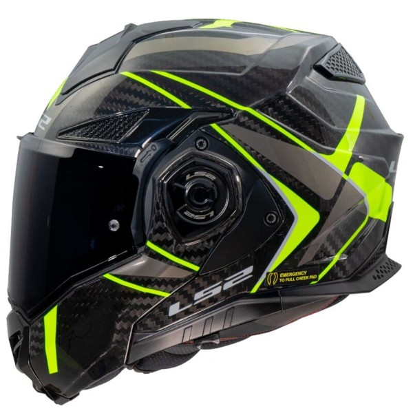 LS2 FF901 Advant X Carbon Modular (Flip Front) Crash Helmet Future Yellow