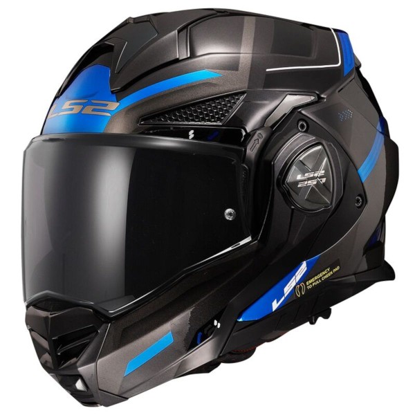 LS2 FF901 Advant X Modular (Flip Front) Crash Helmet in Spectrum Black, Titanium & Blue