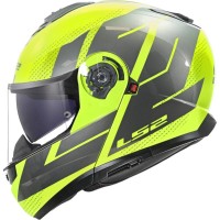 LS2 FF908 Strobe Modular (Flip Front) Crash Helmet Code Graphic Yellow