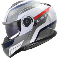 LS2 FF908 Strobe Modular (Flip Front) Crash Helmet Monza Graphic, Gloss White & Grey