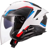 LS2 OF618 Verso 2 Open Face Helmet, Air Graphic Matt White & Red