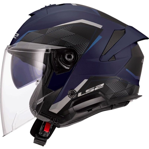 LS2 OF618 Verso 2 Open Face Helmet, Air Graphic Matt Blue