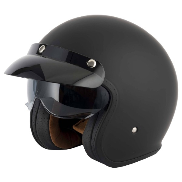 VCAN H589 Matt Black  Open Face Classic Crash Helmet