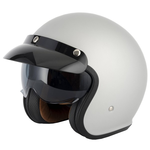 VCAN H589 Matt Sil ver  Open Face Classic Crash Helmet