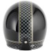 VCAN H589 Classic Chequer Gloss Black Open Face Classic Crash Helmet
