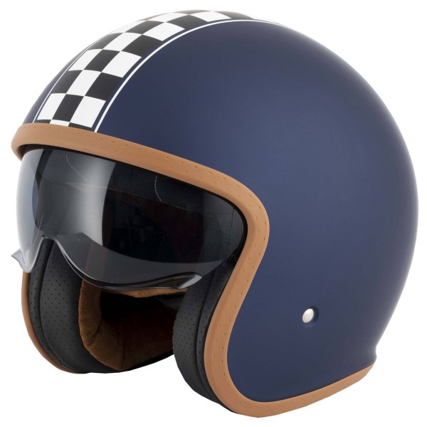 VCAN H589 Classic Victory Matt Blue Open Face Classic Crash Helmet