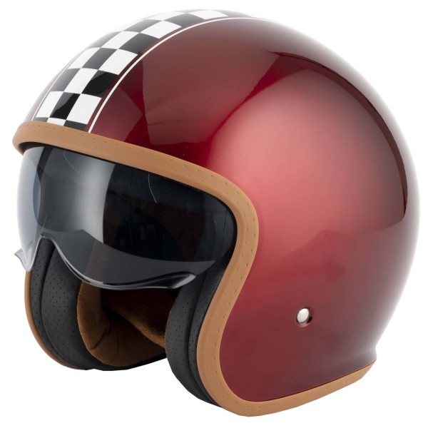 VCAN H589 Classic Victory Gloss Burgundy Open Face Classic Crash Helmet