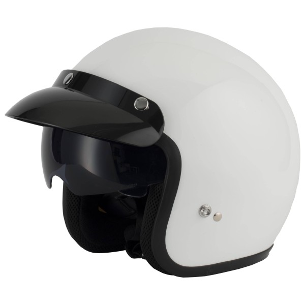 VCAN v537 Gloss White  Open Face Classic Crash Helmet