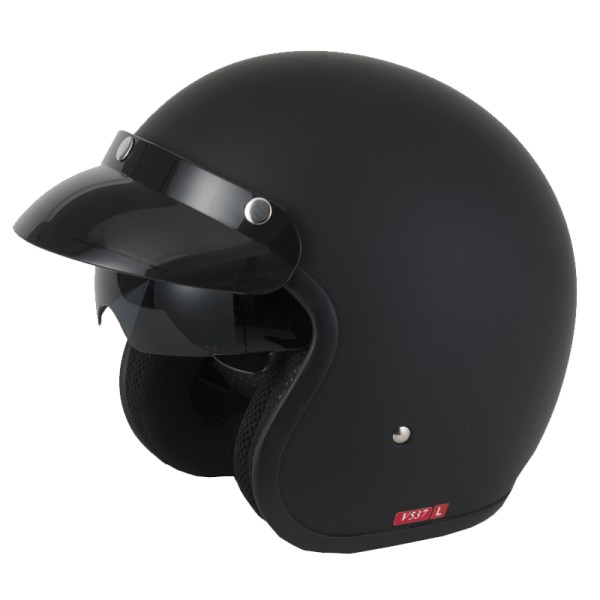 VCAN v537 Matt Black  Open Face Classic Crash Helmet