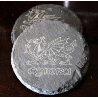 Slate Drink Coasters - Welsh Dragon