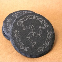 Slate Drink Coasters - Isle of Man Legs 