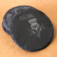 Slate Drink Coasters - Scottish Thistle