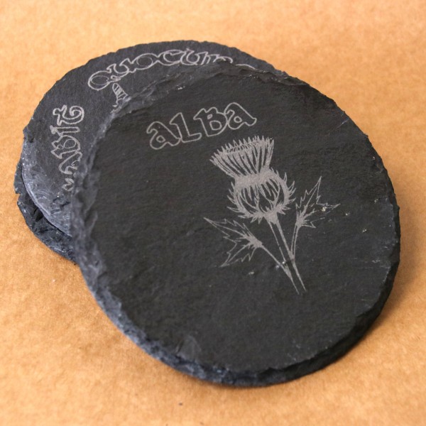 Slate Drink Coasters - Scottish Thistle Slate Drink Coasters - Scottish Thistle