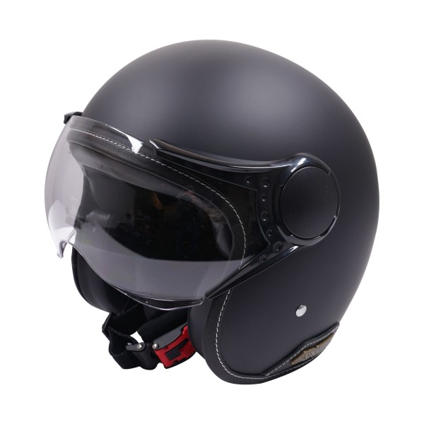 Axor Jet Open Face Helmet in Matt Black with Black Leather Lining