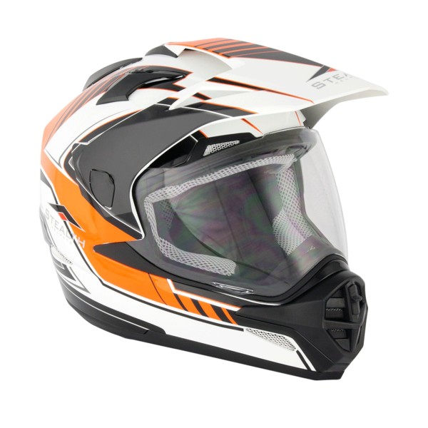 Stealth Dual Sport Adventure Crash Helmet HD009 in Orange