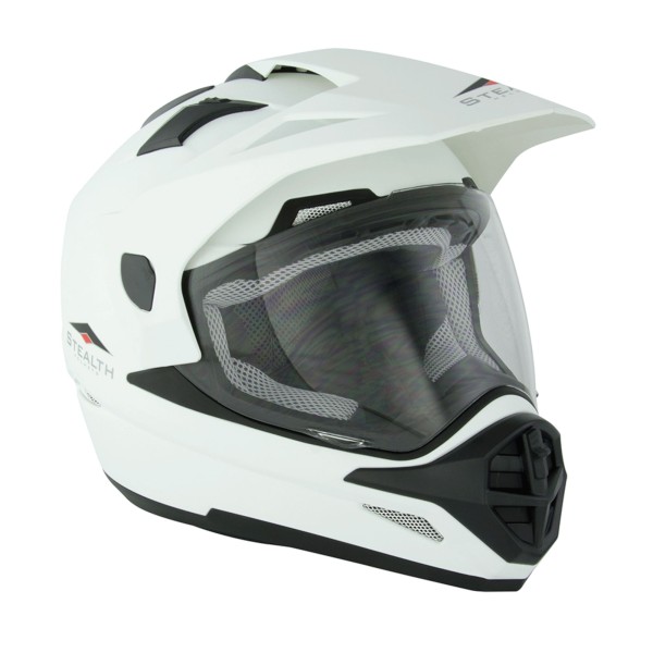Stealth Dual Sport Adventure Crash Helmet HD009 in Gloss White