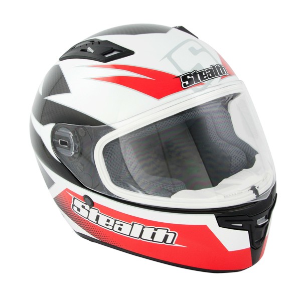 Stealth  Full Face Crash Helmet HD117 GP Replica in Red, Black & White