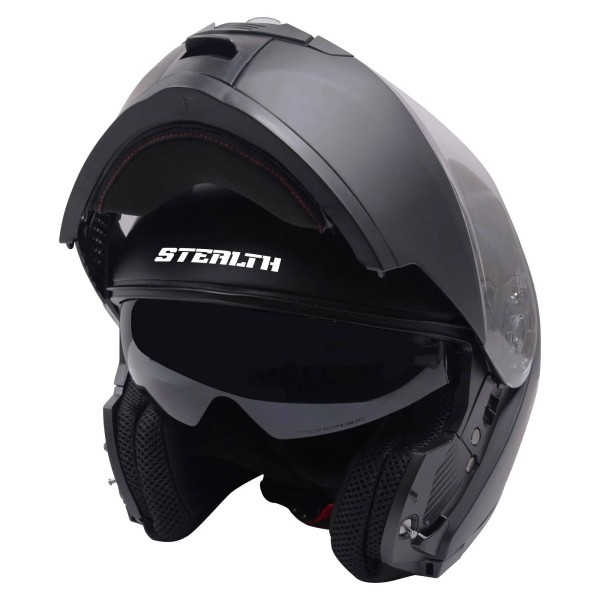 Stealth Flip Front Crash Helmet V159 in Matt Black