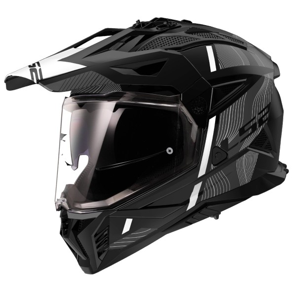 LS2MX702 Pioneer Adventure Bike Crash Helmet Hill Matt Black & White