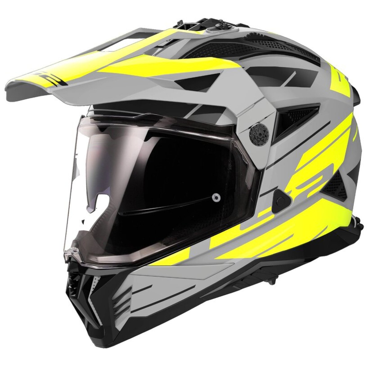 LS2 MX701 Pioneer Namib Gry & Hi-Vis Yellow Adventure Bike Crash Helmet  Available from Farkham Hall Stores Online and in Chepstow