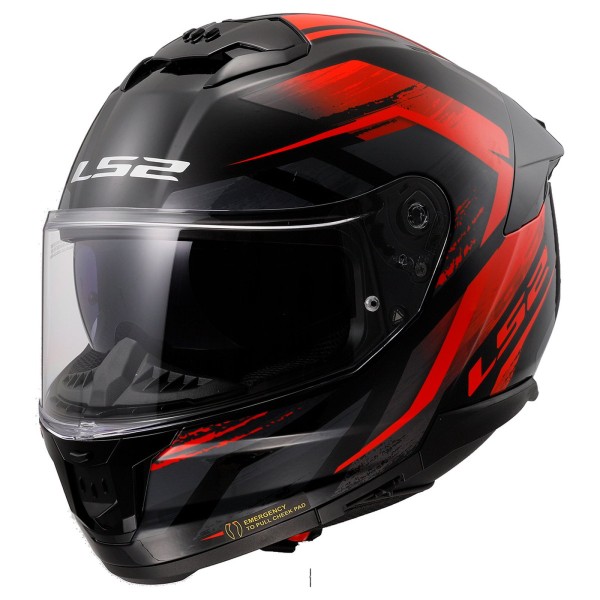 LS2 FF808 Stream II Full Face Crash Helmet, Fury Gloss Black & Red