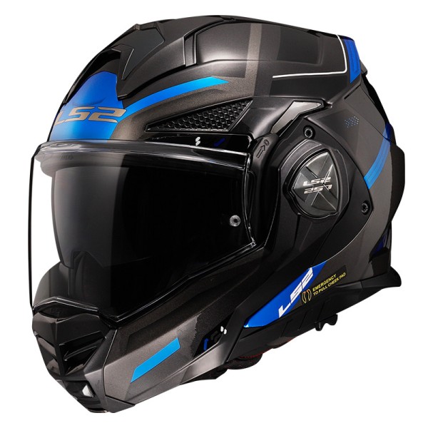 LS2 FF901 Advant X Modular (Flip Front) Crash Helmet in Spectrum Black, Titanium & Blue