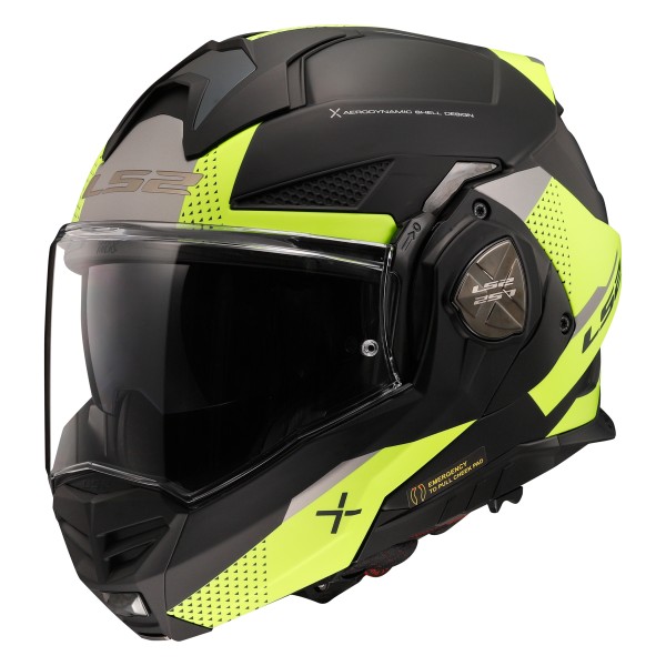 LS2 FF901 Advant X Modular (Flip Front) Crash Helmet in Oblivion Hi-Vis Yellow