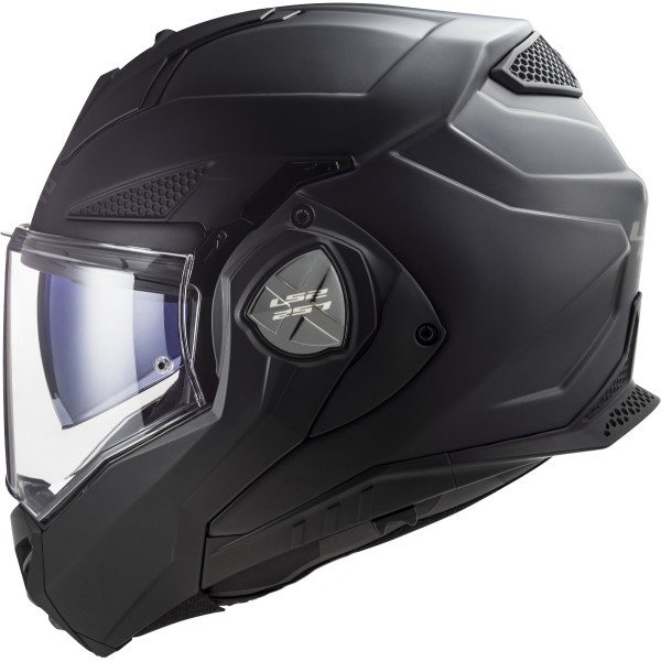 LS2 FF901 Advant X Modular (Flip Front) Crash Helmet in Solid Matt Black with Pre-Installed 4X Intercom