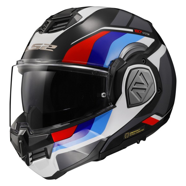 LS2 FF906 Advant Modular (Flip Front) Crash Helmet Sport White, Red & Blue