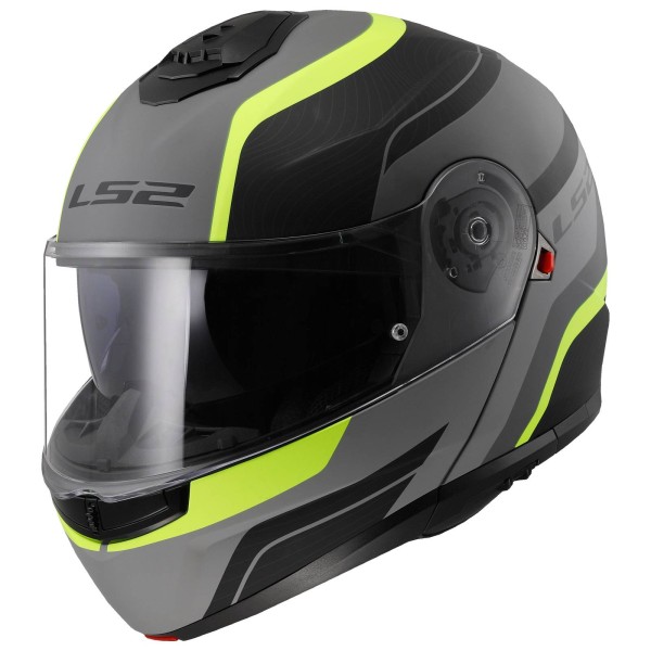 LS2 FF908 Strobe Modular (Flip Front) Crash Helmet Solid Monza, Matt Black & Hi-Vis Yellow