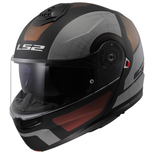 LS2 FF908 Strobe Modular (Flip Front) Crash Helmet Orion, Matt Black, Purple & Blue