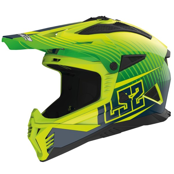 LS2 MX708 Fast-2 Off Road Crash Helmet Duck Matt Green & Hi-Vis Yellow