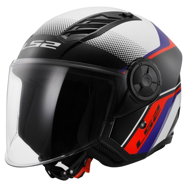 LS2 OF616 Airflow-II Open Face Helmet Rush White, Blue & Red