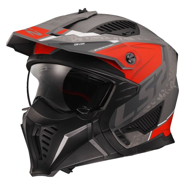 LS2 OF606 Drifter Open Face Helmet, Devor Matt Black, Red & Titanium