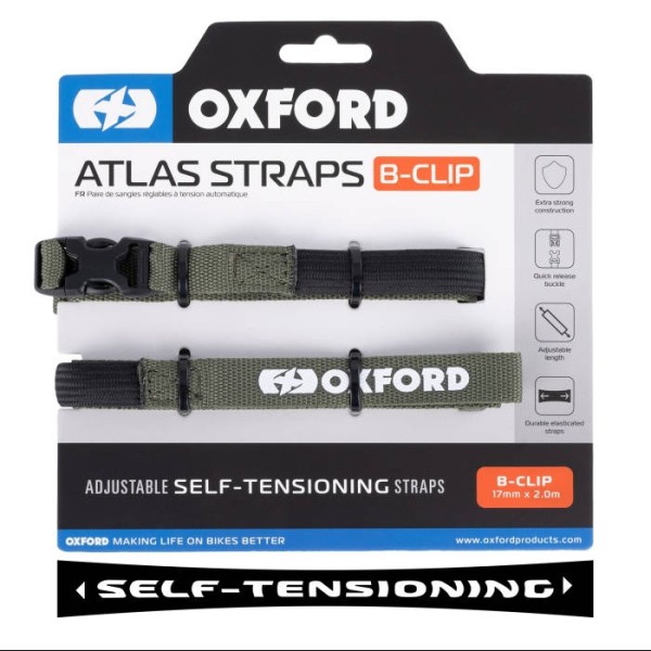 Oxford Products Self-tensioning Luggage Straps B-Clip Fastener, Lichen Colour