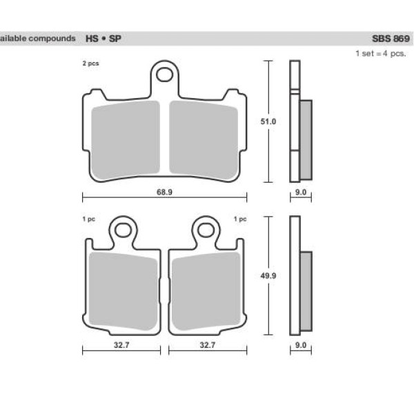 SBS Brake Pads  869 Series