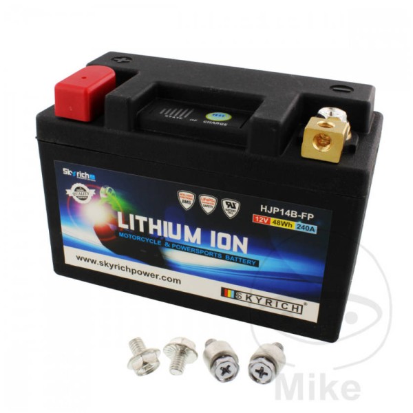 Skyrich Lithium Ion (LiFePO4) Motorcycle Battery LTM14B With Voltage Display & Overload Protection