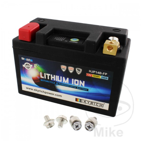 Skyrich Lithium Ion (LiFePO4) Motorcycle Battery LTM14B With Voltage Display & Overload Protection