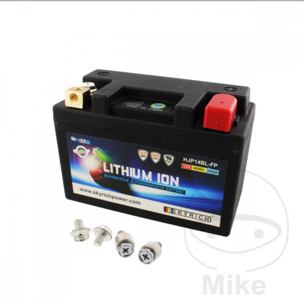 Skyrich Lithium Ion (LiFePO4) Motorcycle Battery LTM14BL With Voltage Display & Overload Protection